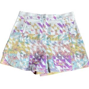 Tibi New York shorts velocity printed high rise colorful floral daisy shorts 4